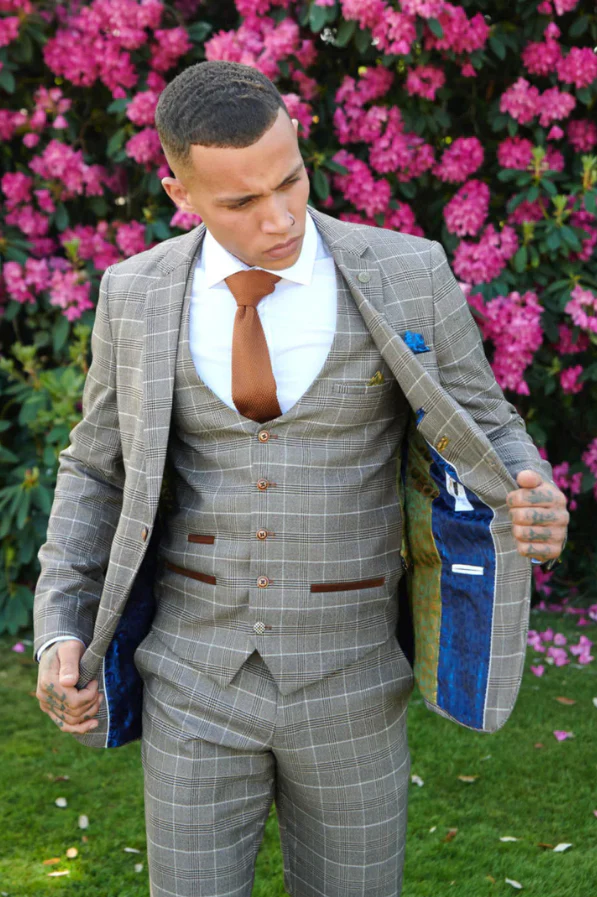 Marc Darcy Ray Blazer Tan Check - Image 3