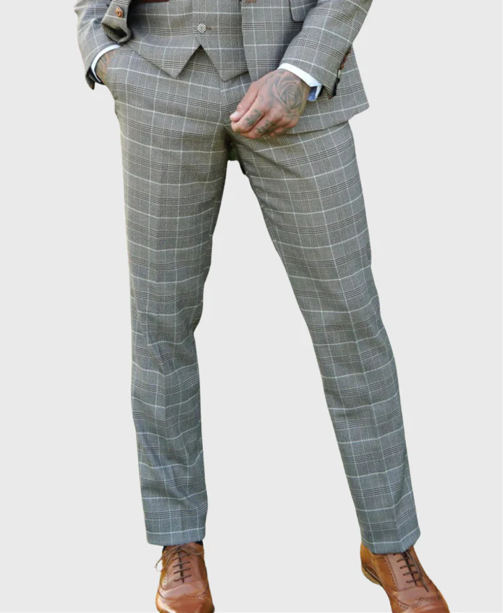 Marc Darcy Ray Trousers Tan Check