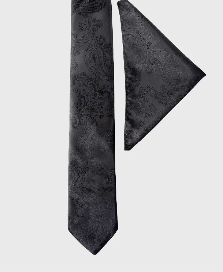 Marc Darcy Tie Set Paisley Black - Image 2