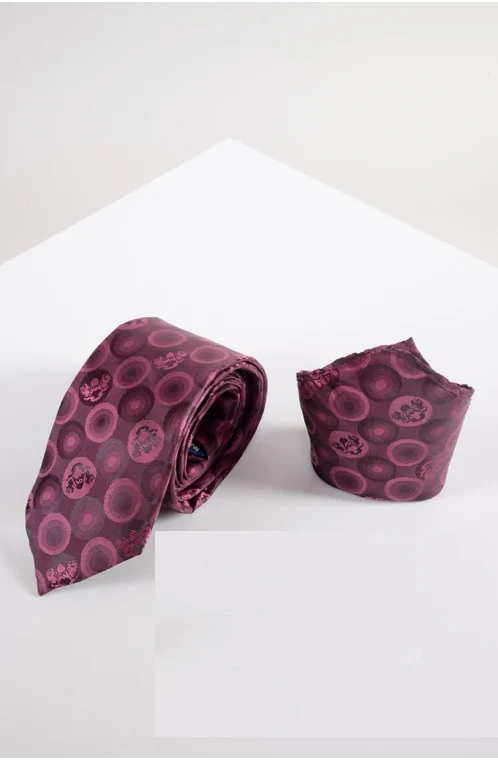Marc Darcy Bubbles Tie Set Berry - Image 2