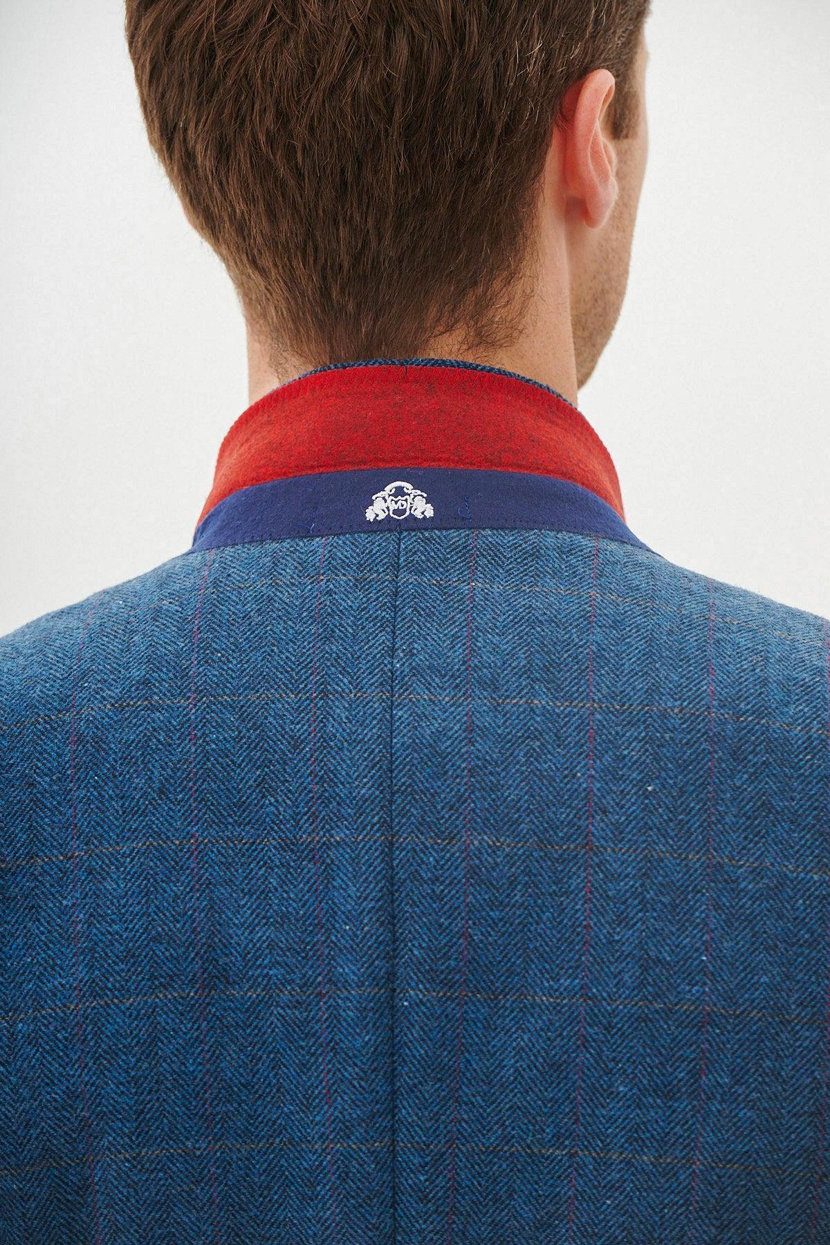 Marc Darcy Dion Tweed Check Blazer - Blue - Image 4