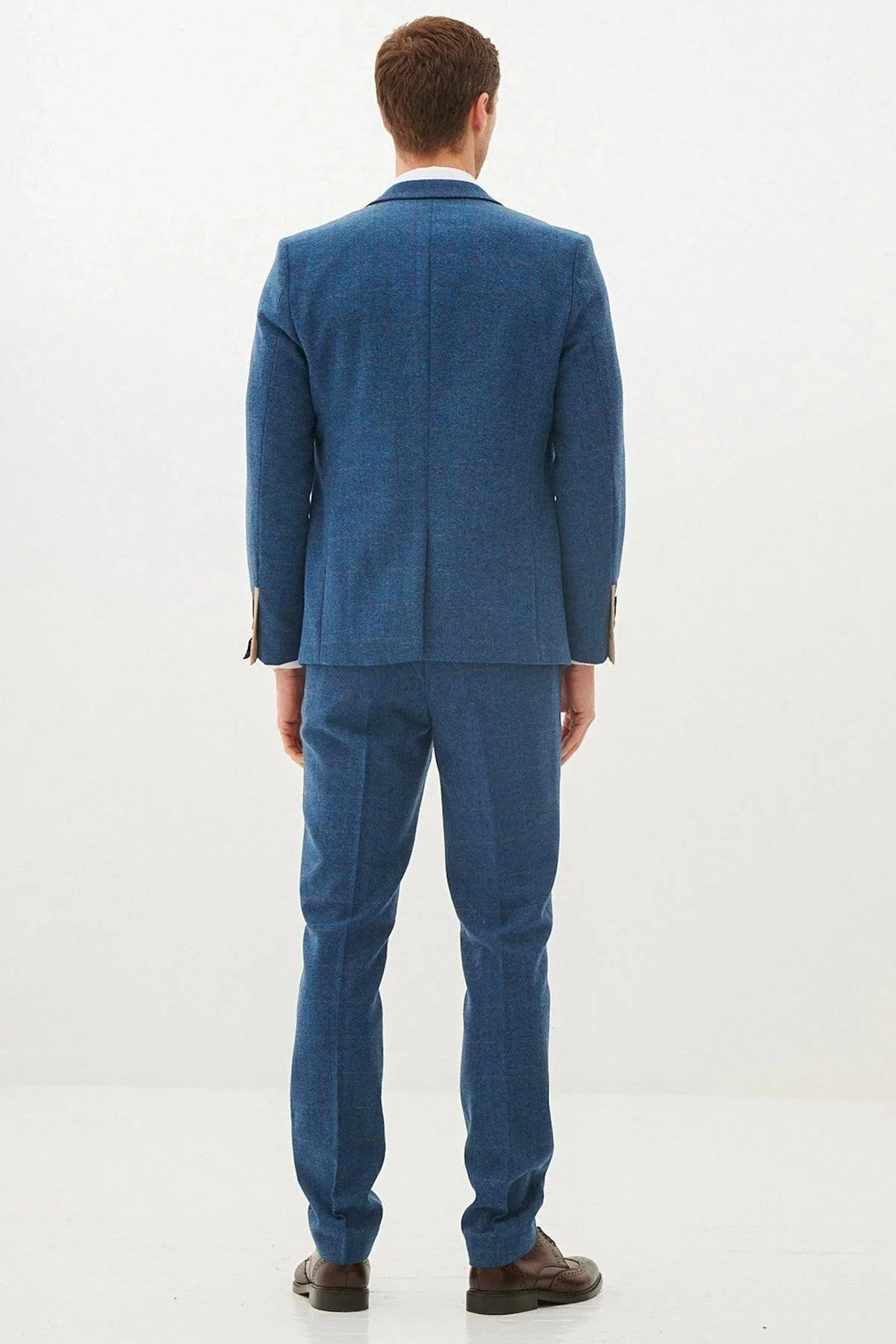 Marc Darcy Dion Tweed Check Blazer - Blue - Image 8