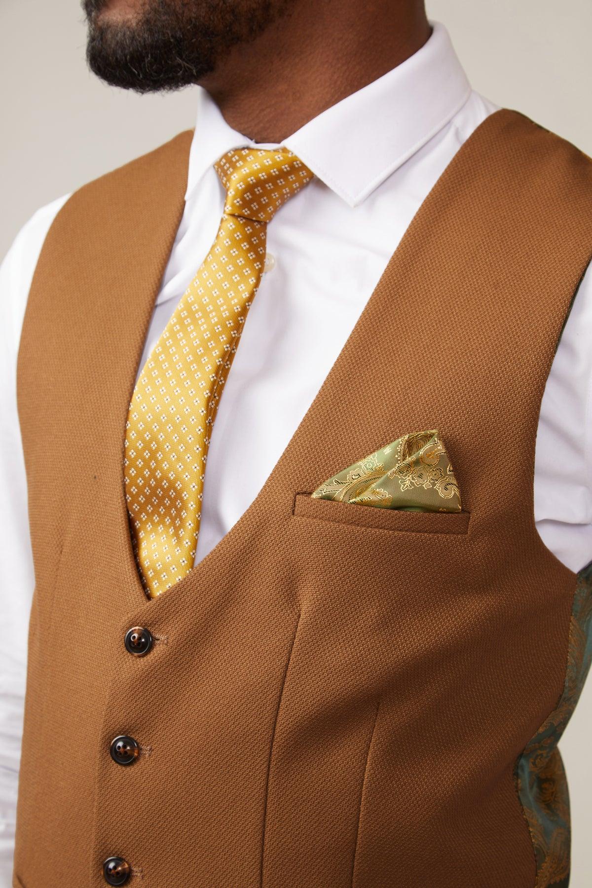 Marc Darcy Kelvin Single Breasted Waistcoat - Tan - Image 6