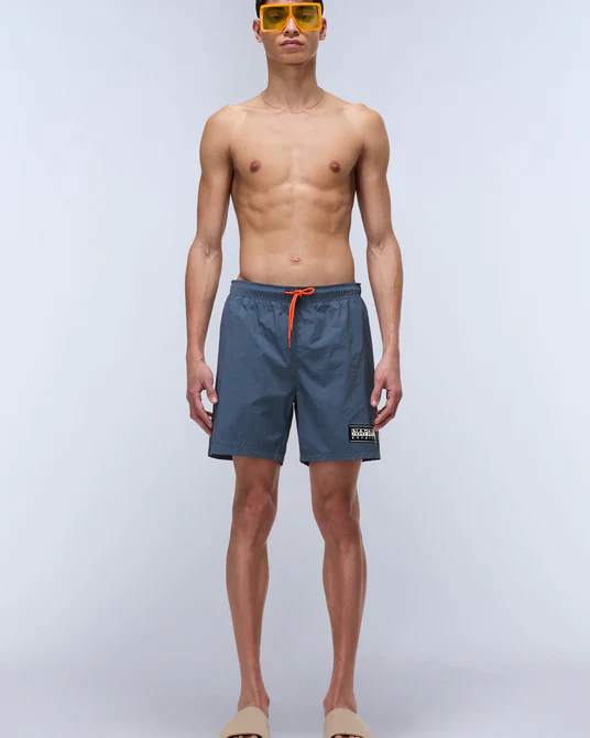 Napapirji Box Logo Swim Shorts - Stormy Weat - Image 2