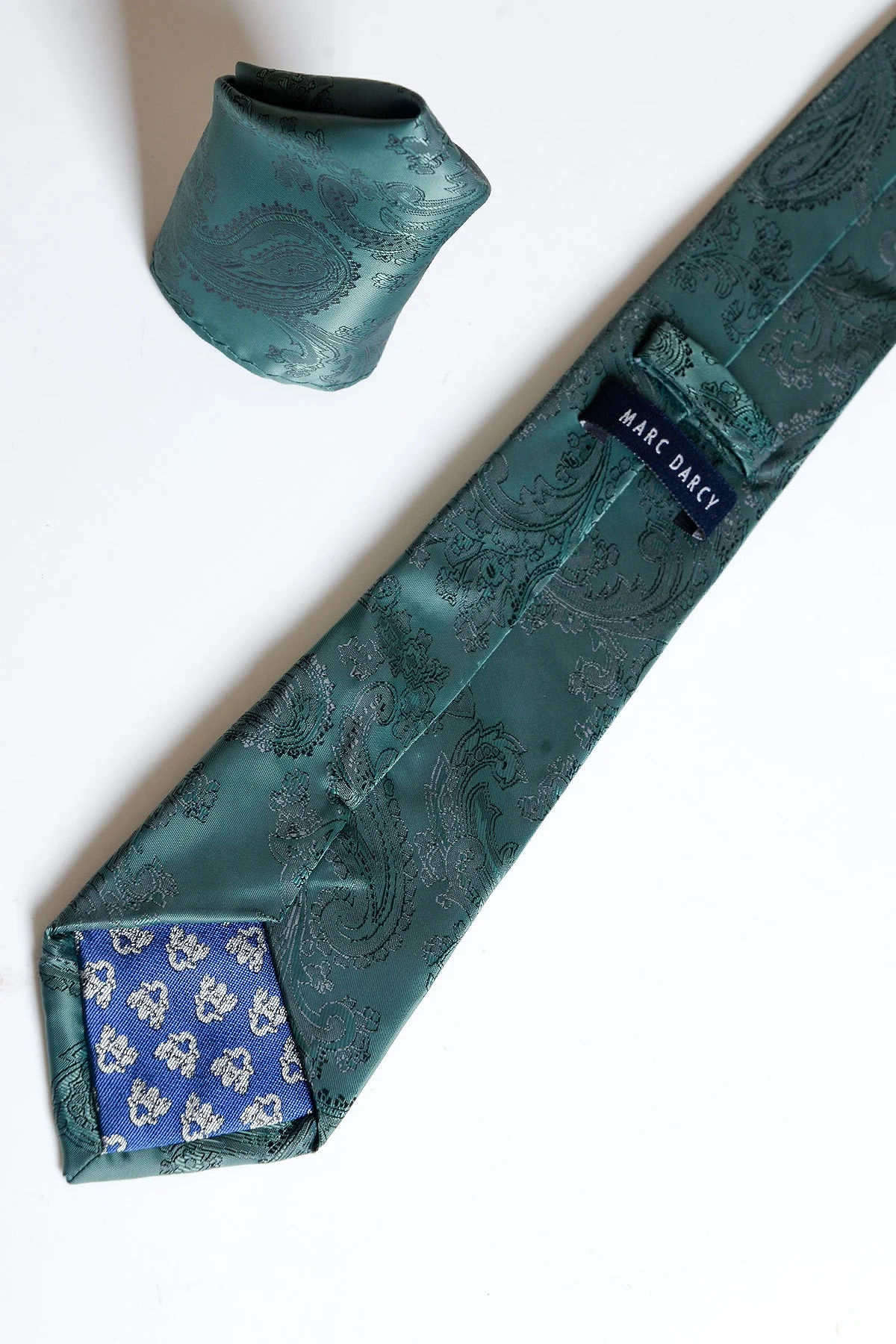Marc Darcy Paisley Tie Set Bottle Green - Image 2