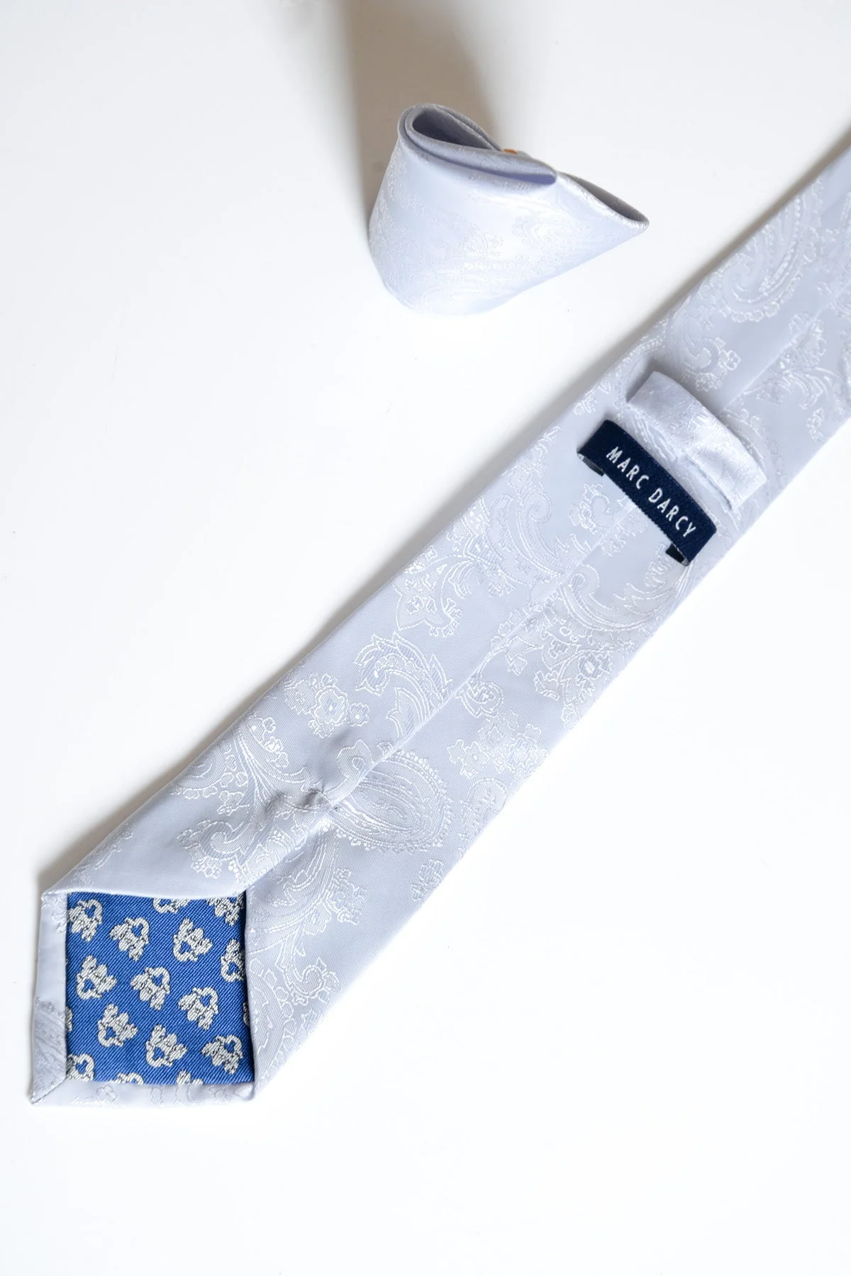 Marc Darcy Paisley Tie Set Silver - Image 2