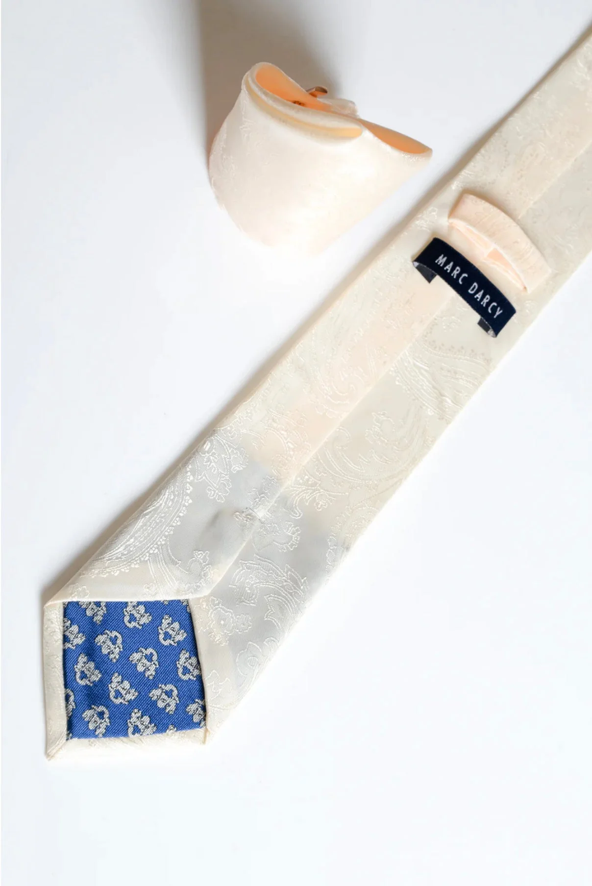 Marc Darcy Paisley Tie Set Cream - Image 2