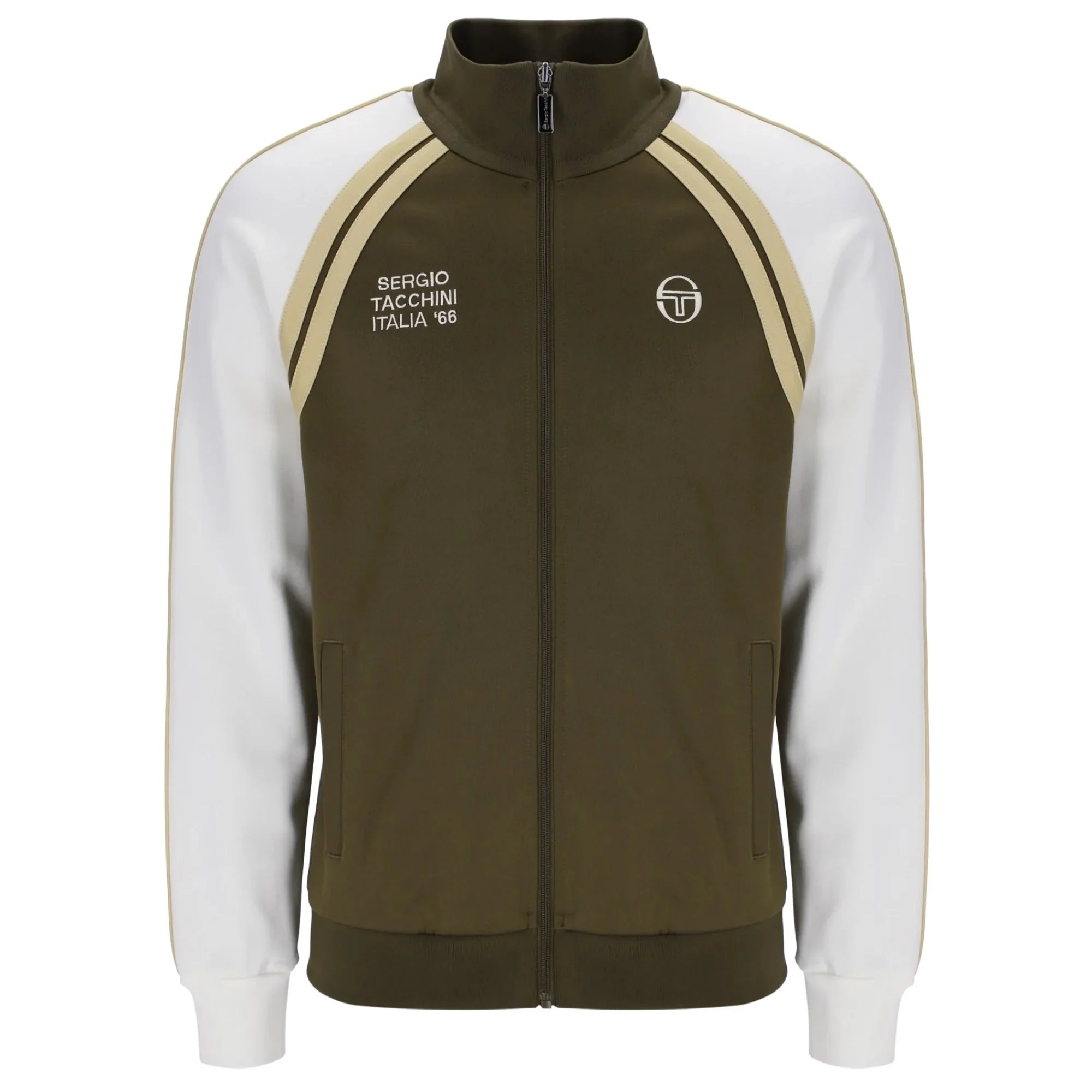 Sergio Tacchini STM12241 Ghibli Davis Track Top - Dark Olive/Mojave Desert/Gardenia