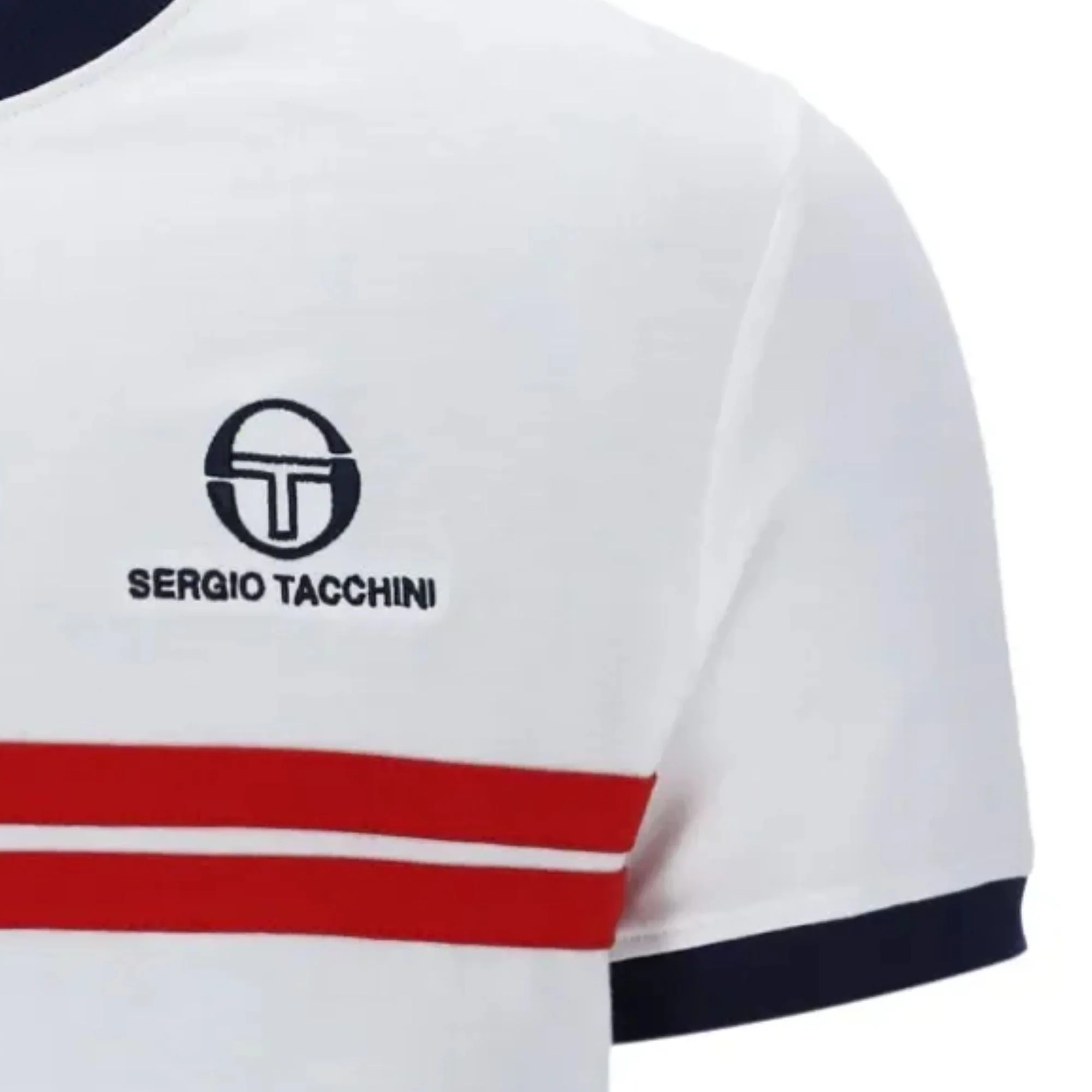 Sergio Tacchini STM14565 Supermac T-Shirt - White/Maritime Blue/Adrenaline Rush - Image 3