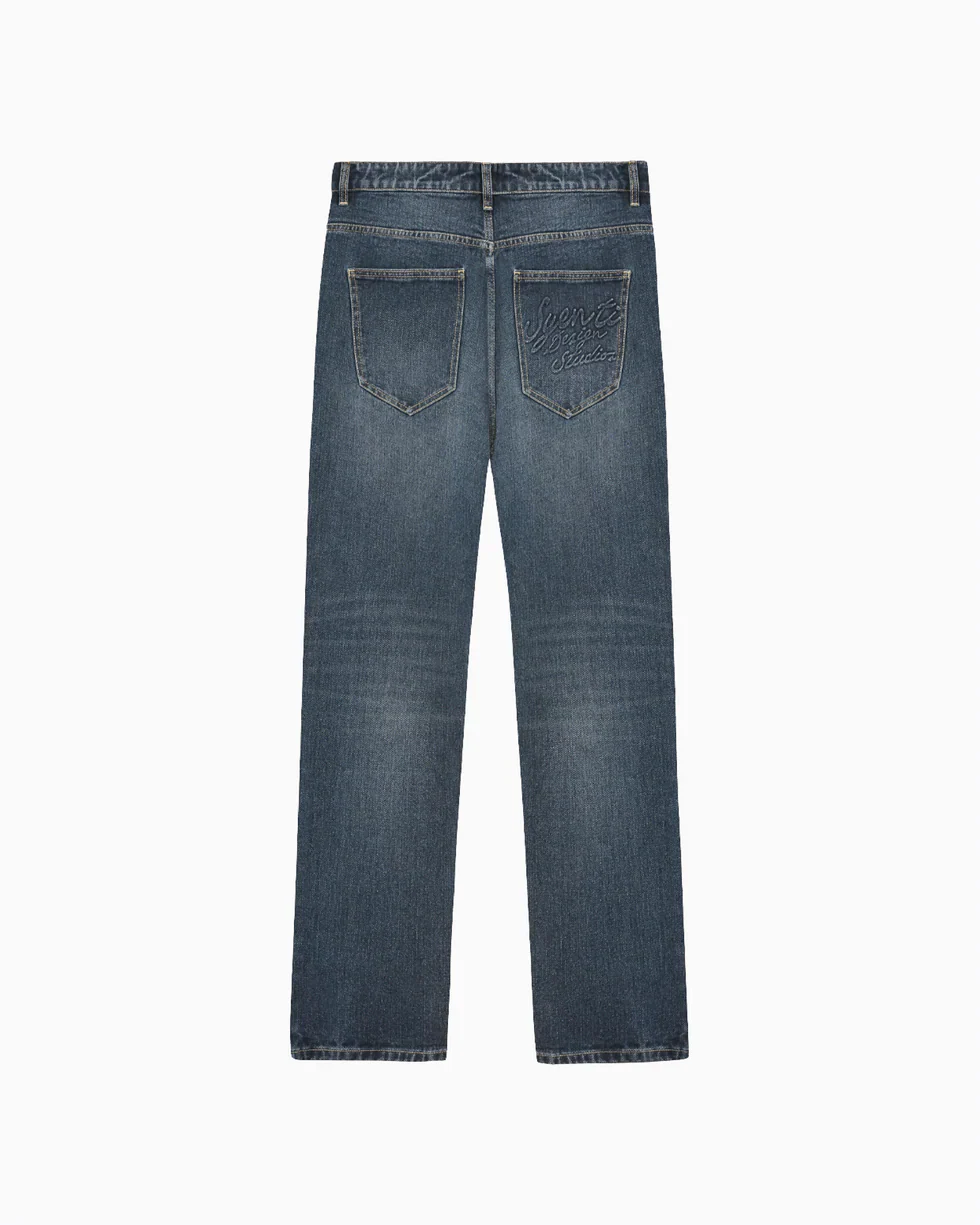 Syenti Embossed Jeans - Dark Blue - Image 2