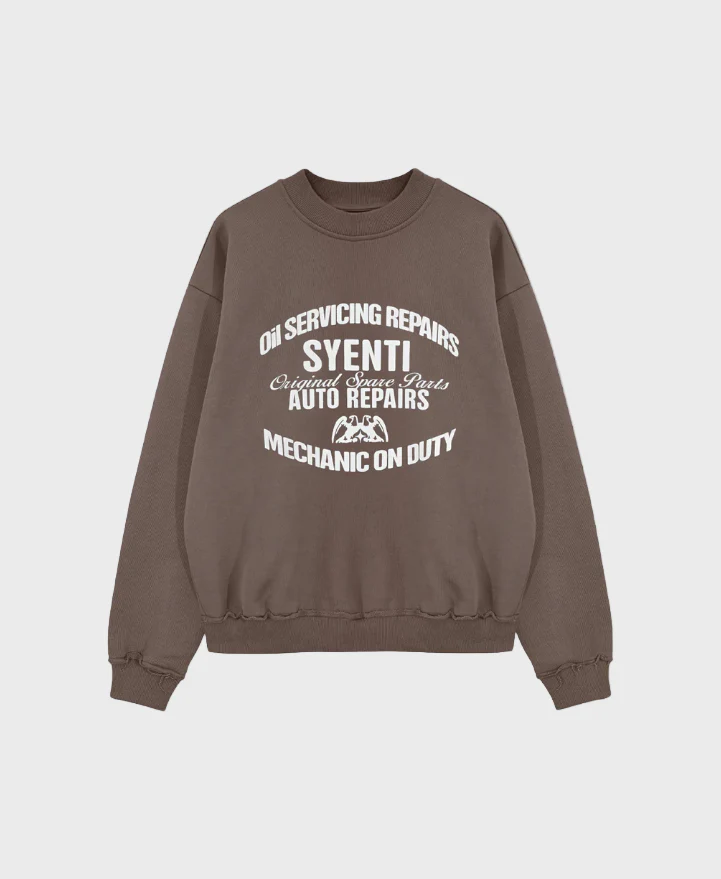 Syenti Mechanic Crewneck Sweatshirt - Light Brown