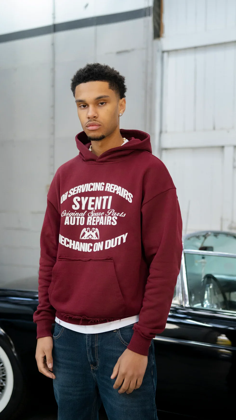Syenti Mechanic Hoodie - Burgundy - Image 4
