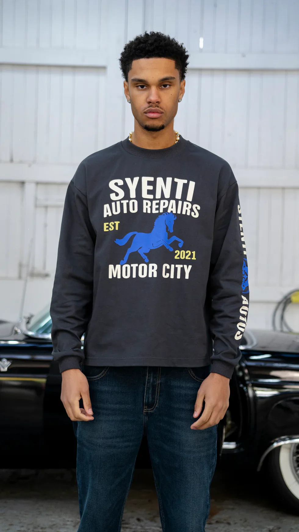 Syenti Motor City Long Sleeve T-Shirt - Dark Grey - Image 4