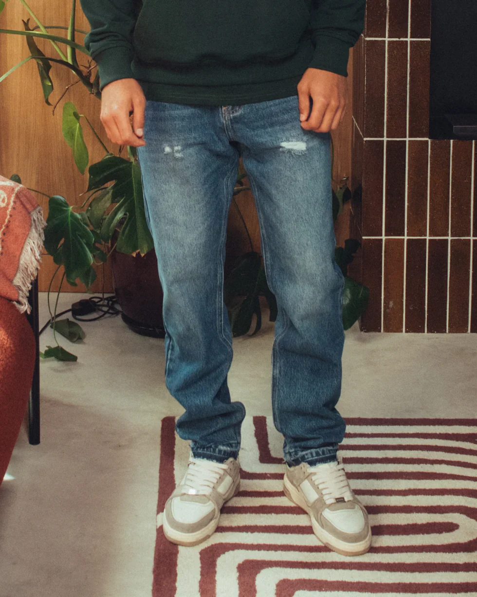 Syenti Released Hem Jeans - Mid Blue - Image 4