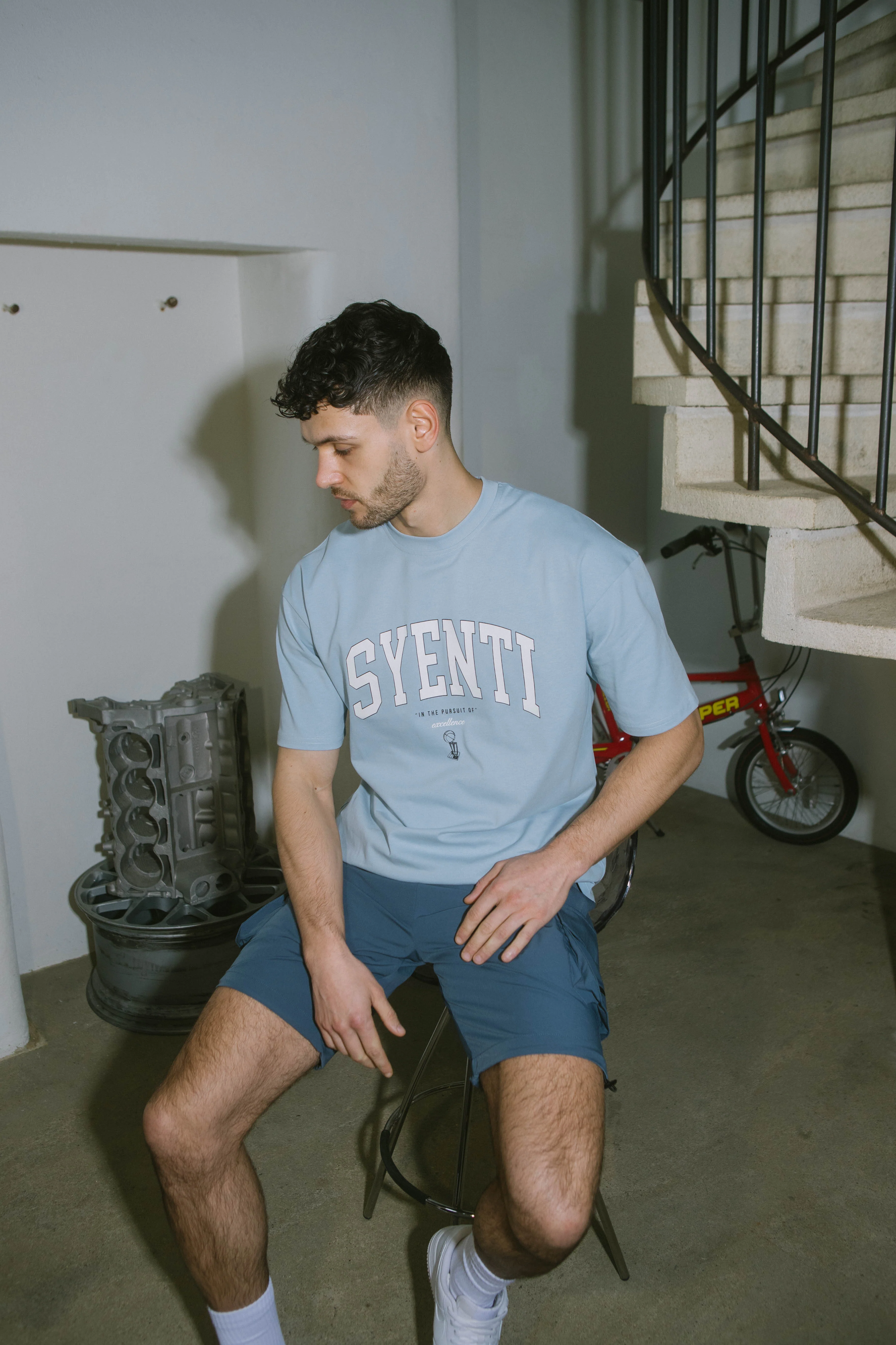 Syenti Varsity Logo T-Shirt - Powder Blue - Image 4
