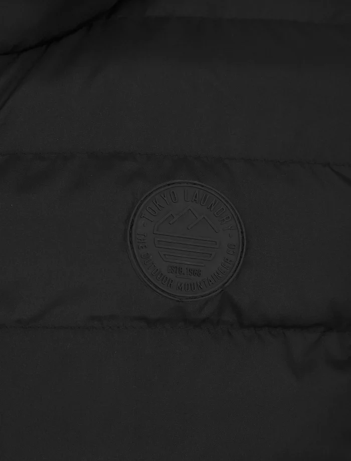 Tokyo Laundry Tamaki Quilted Hooded Puffer Gilet - Black - Image 3