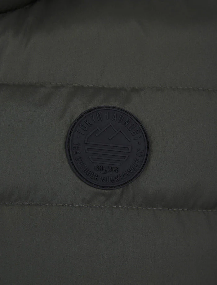 Tokyo Laundry Tamaki Quilted Hooded Puffer Gilet - Khaki - Image 3
