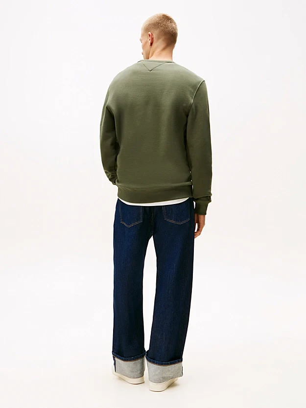 Tommy Jeans Tonal Tommy Badge Crew Neck Sweatshirt Petwer Green - Image 3