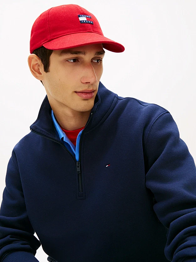 Tommy Jeans Flag Fleece Quarter-Zip Jumper - Dark Night Navy - Image 4