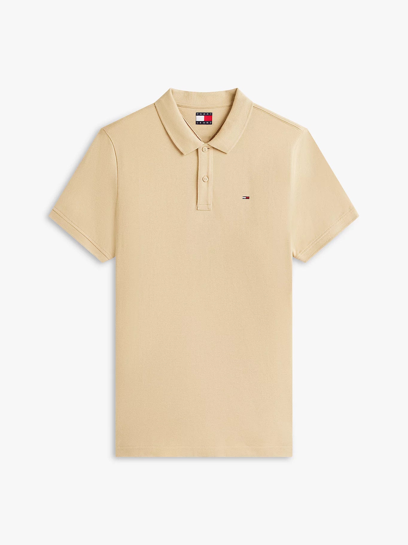 Tommy Jeans Flag Slim Fit Pique Polo Shirt - Gentle Gold - Image 5