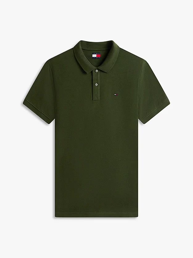 Tommy Jeans Flag Slim Fit Pique Polo Shirt - Kingston Green - Image 5