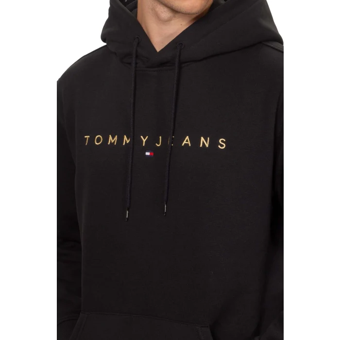 Tommy Jeans Linear Logo Hoodie - Black/Faded Sun Kiss - Image 2