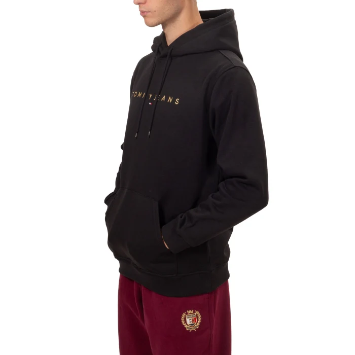 Tommy Jeans Linear Logo Hoodie - Black/Faded Sun Kiss - Image 4