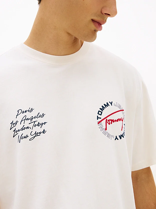 Tommy Jeans Circular Back Logo Relaxed T-Shirt - Off White - Image 4