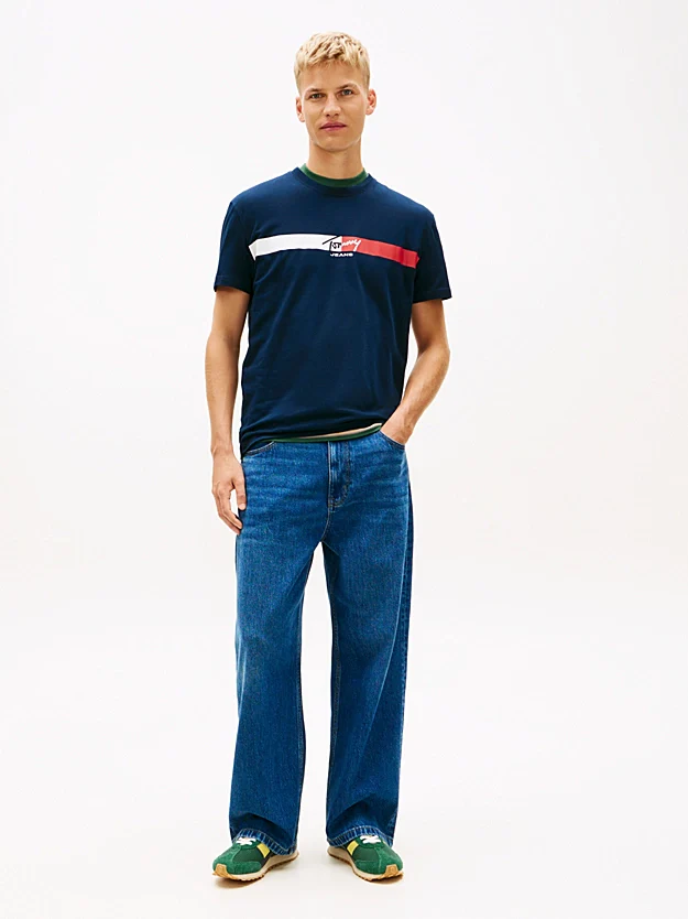 Tommy Jeans DM0DM22539C1G Signature Logo Jersey T-Shirt - Dark Night Navy - Image 4