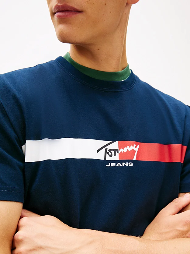 Tommy Jeans DM0DM22539C1G Signature Logo Jersey T-Shirt - Dark Night Navy - Image 5