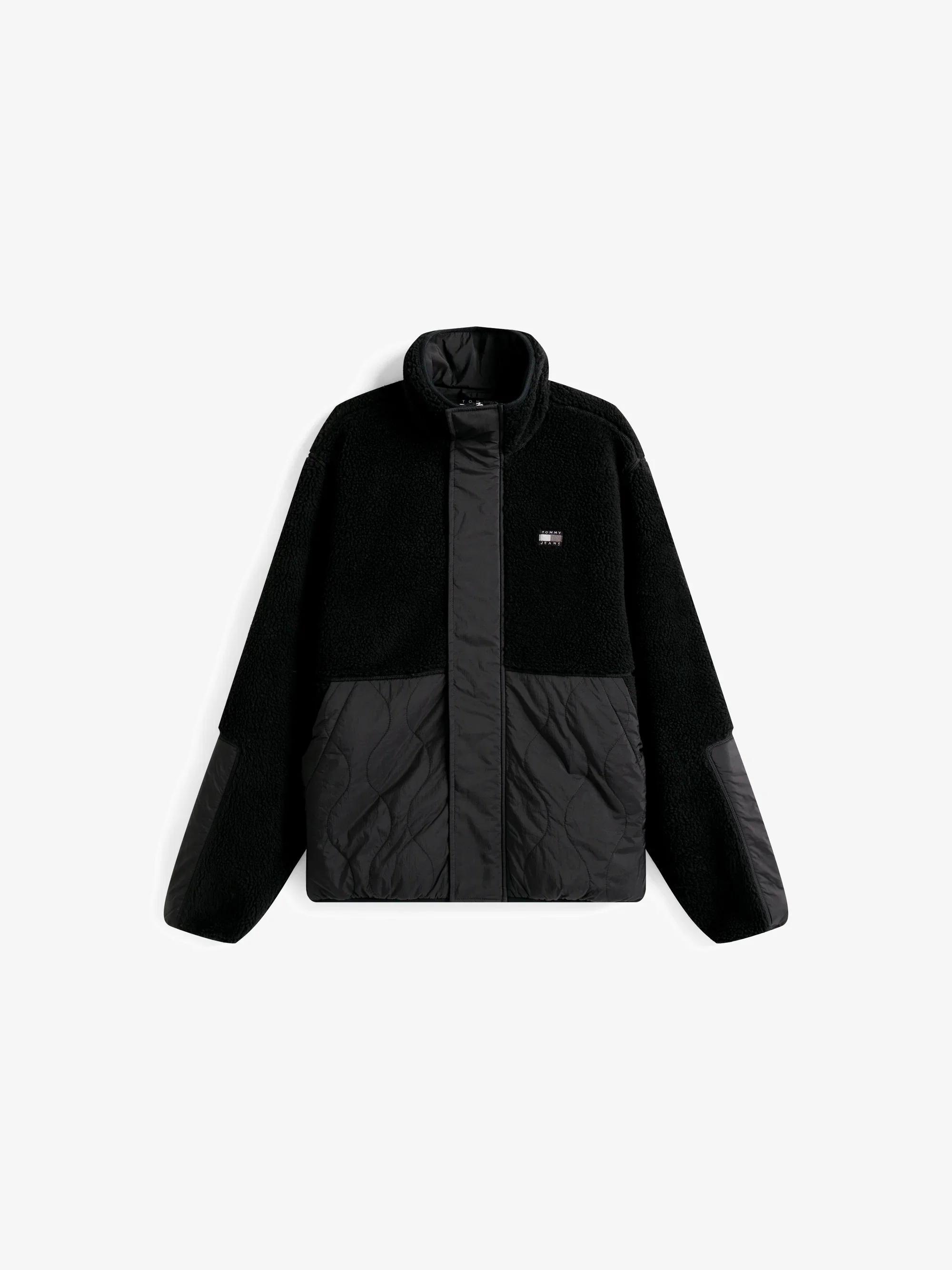 Tommy Jeans Essential Mix Teddy Fleece Jacket - Black - Image 3