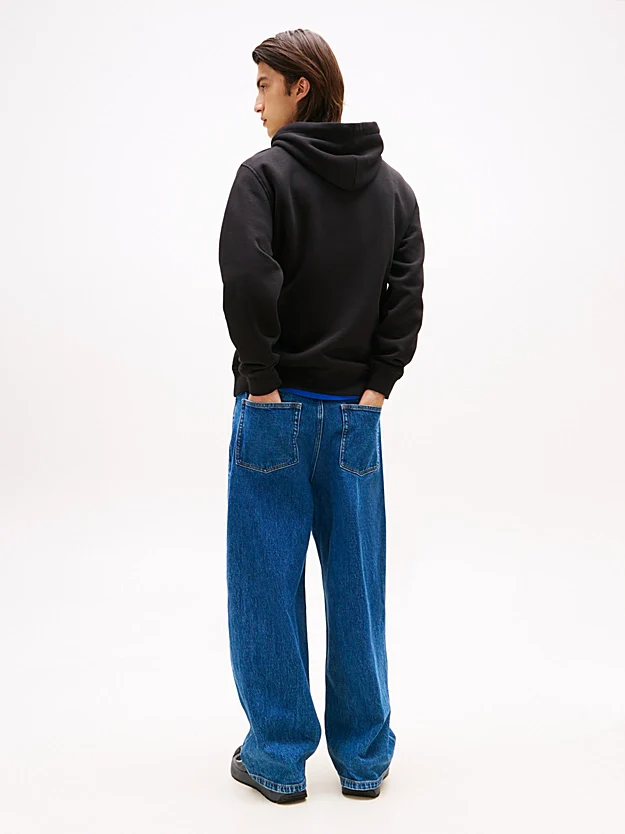 Tommy Jeans Logo Embroidery Kangaroo Pocket Hoody - Black Multi - Image 3