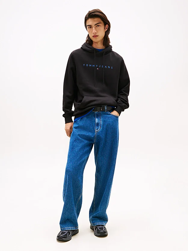 Tommy Jeans Logo Embroidery Kangaroo Pocket Hoody - Black Multi - Image 4