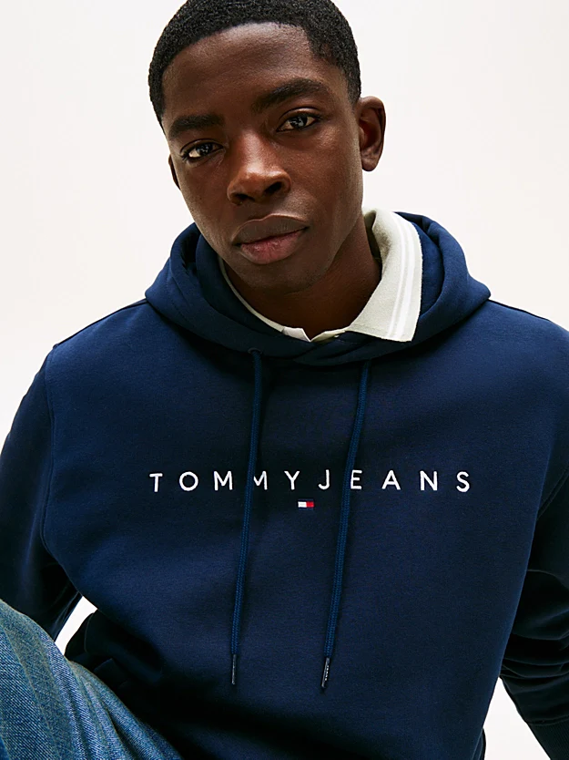 Tommy Jeans Linear Logo Hoodie Dark Navy - Image 4