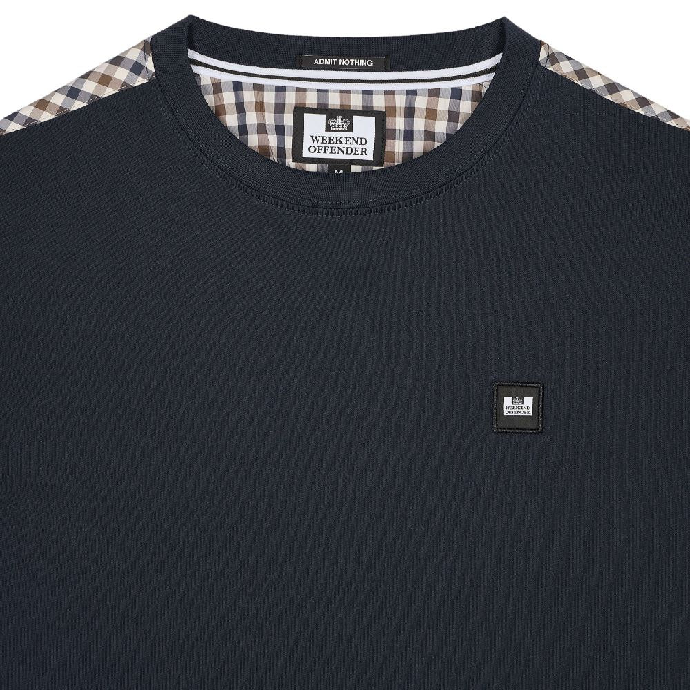 Weekend Offender Diaz T-Shirt - Navy/Check - Image 2