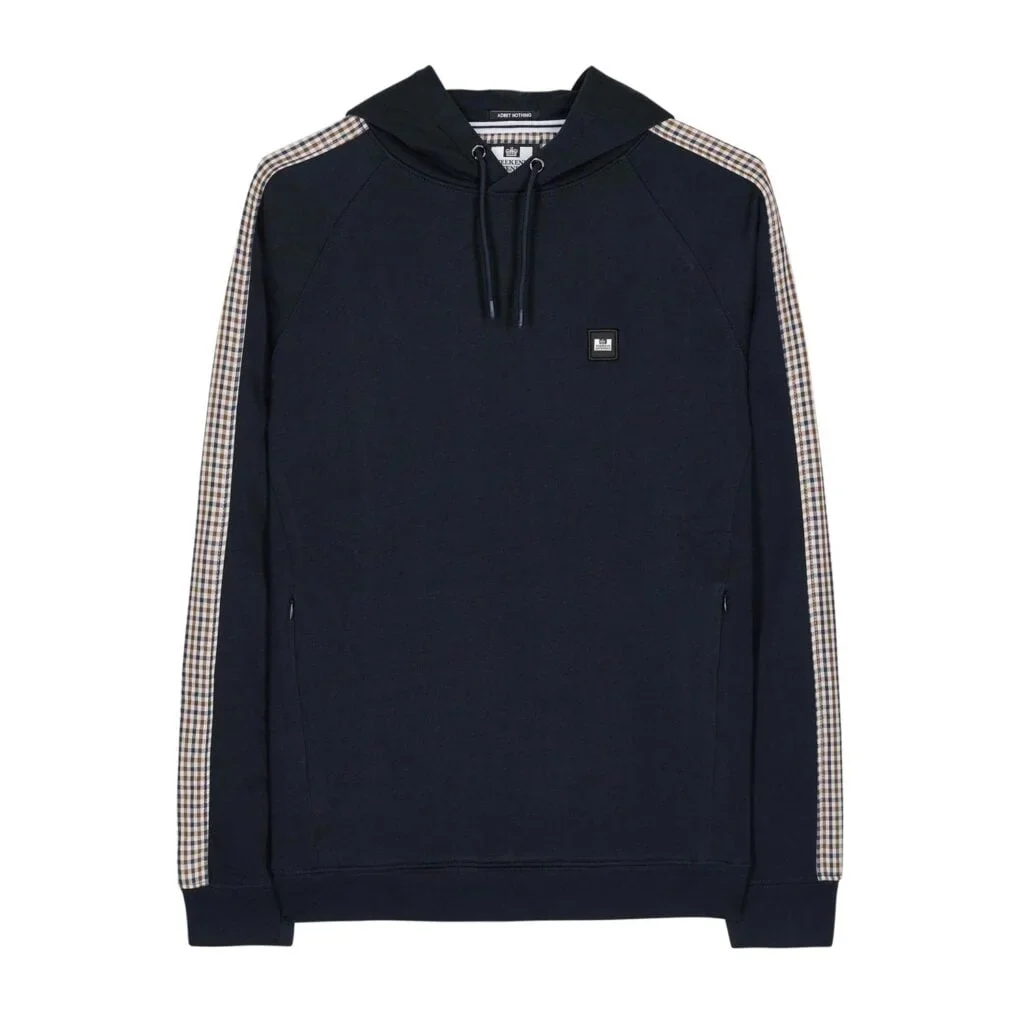 Weekend Offender Lo Sung Hoodie - Navy/Check - Image 3
