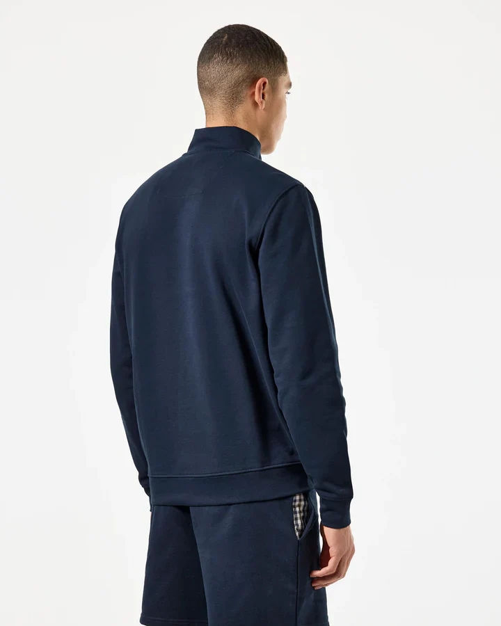 Weekend Offender Matisa Mid Check 1/4 Zip Sweat - Navy Blue - Image 2