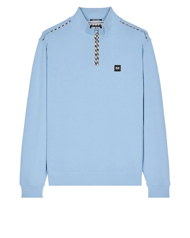 Weekend Offender Matisa Mid Check 1/4 Zip Sweat - Sea Marine Blue - Image 3