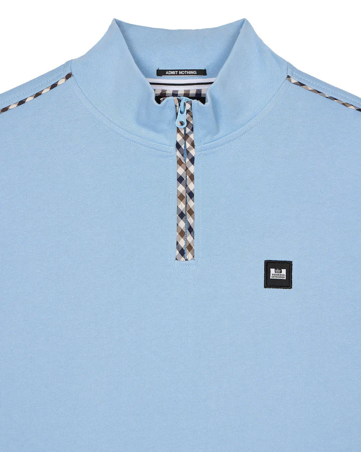 Weekend Offender Matisa Mid Check 1/4 Zip Sweat - Sea Marine Blue - Image 4