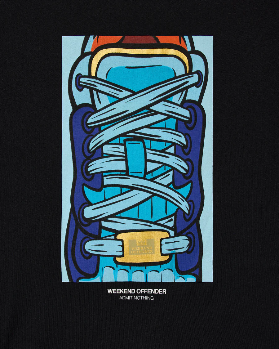 Weekend Offender PT1B02 Laces Graphic T-Shirt Black - Image 3