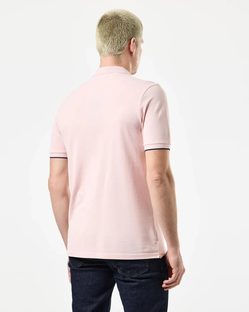 Weekend Offender Sakai Polo Shirt - Pale Blush/Mid House Check - Image 2