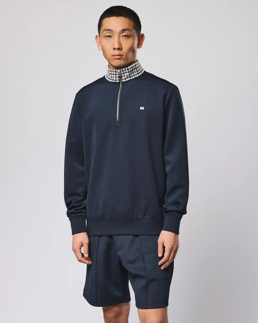 Weekend Offender SW1B07 Henson Jacquard 1/4 Zip - Navy