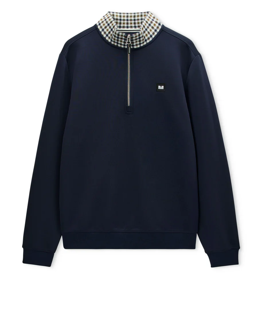 Weekend Offender SW1B07 Henson Jacquard 1/4 Zip - Navy - Image 4