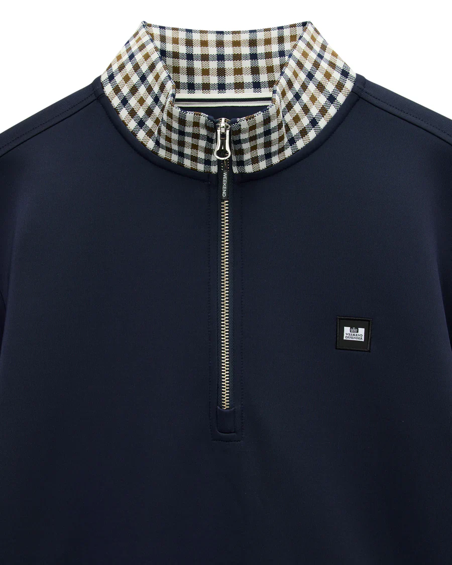 Weekend Offender SW1B07 Henson Jacquard 1/4 Zip - Navy - Image 5