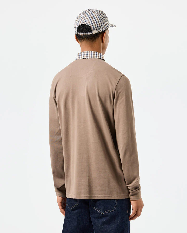 Weekend Offender Walker L/S Polo Mocha/Midhousecheck - Image 3