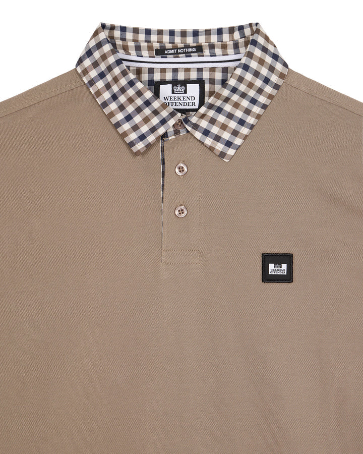 Weekend Offender Walker L/S Polo Mocha/Midhousecheck - Image 4